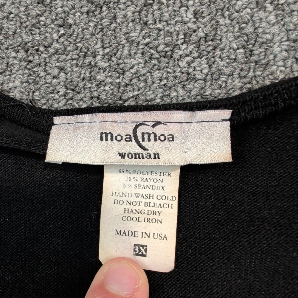 Moa Moa Woman Boho Ruffle Open Front Cardigan 3X Black Lightweight Layering Top - Picture 3 of 7